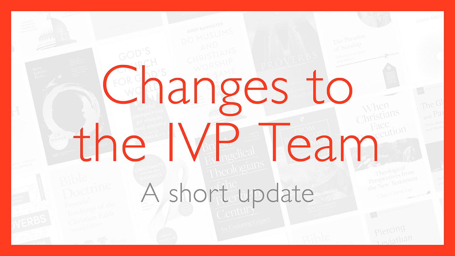 Changes to the IVP Team - a short update